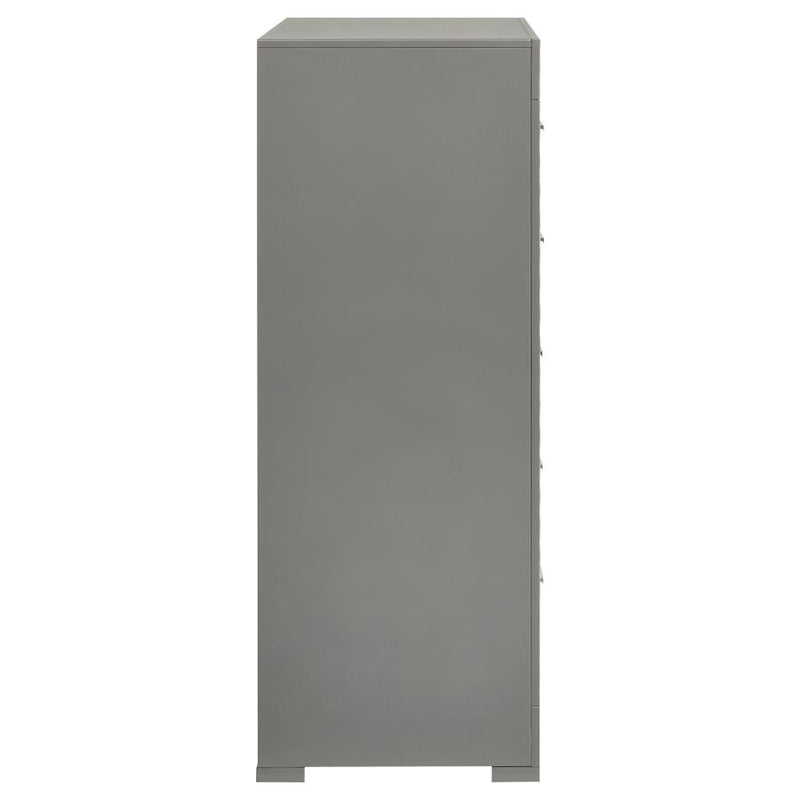 Ives 5-drawer Bedroom Chest of Drawers Grey High Gloss-zoom-