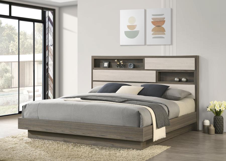 Fenwick Eastern King Bed Bookcase Headboard Grey Oak-2