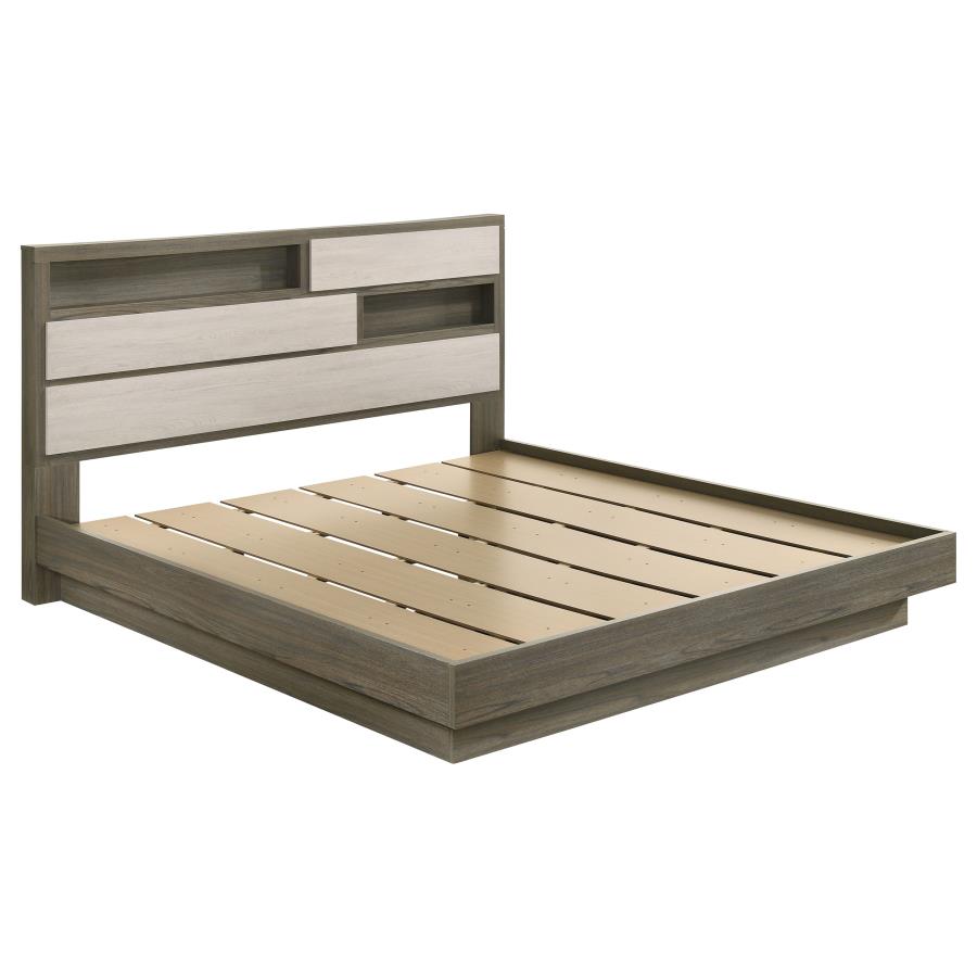 Fenwick Eastern King Bed Bookcase Headboard Grey Oak-1