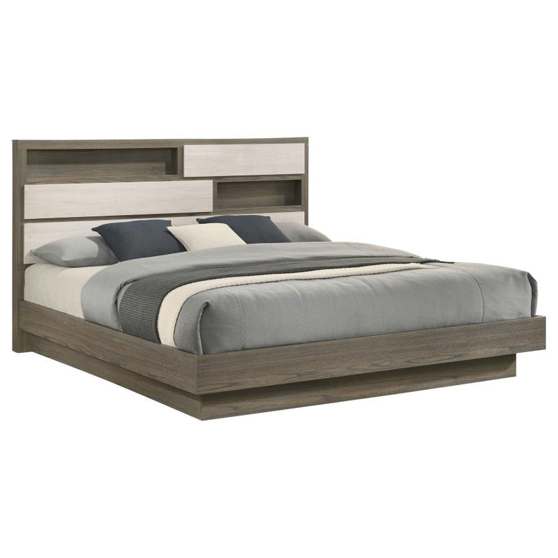 Fenwick Eastern King Bed Bookcase Headboard Grey Oak-zoom-