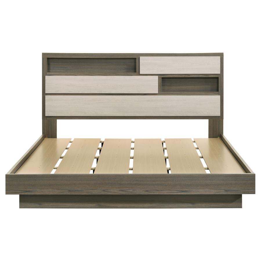 Fenwick Eastern King Bed Bookcase Headboard Grey Oak-4