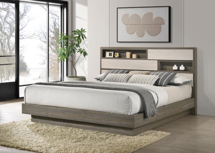 Fenwick California King Bed Bookcase Headboard Grey Oak-zoom-2