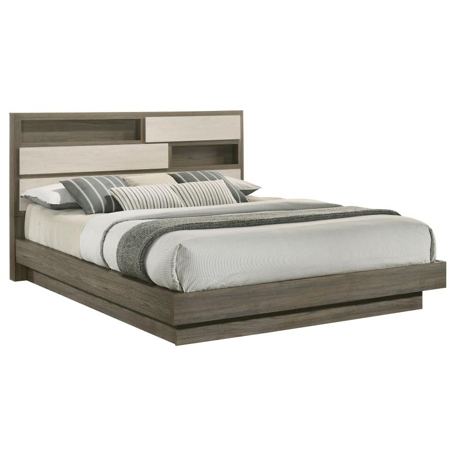 Fenwick California King Bed Bookcase Headboard Grey Oak-3