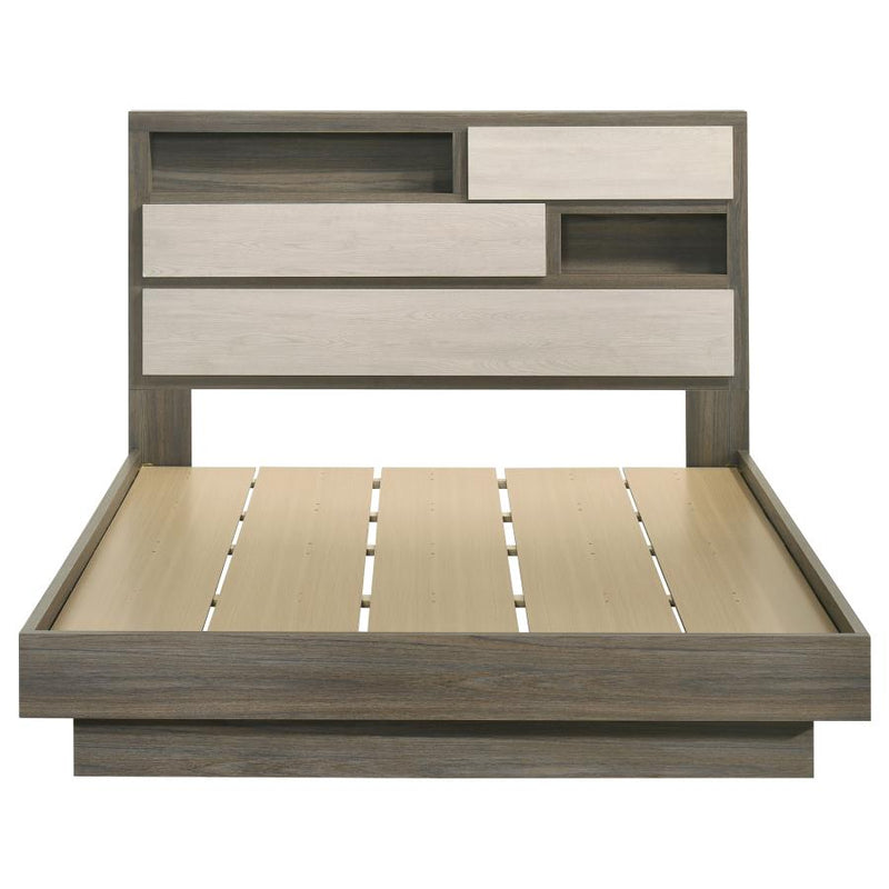 Fenwick Queen Bed Bookcase Headboard Grey Oak-zoom-
