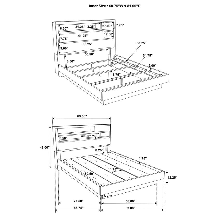 Fenwick Queen Bed Bookcase Headboard Grey Oak-12