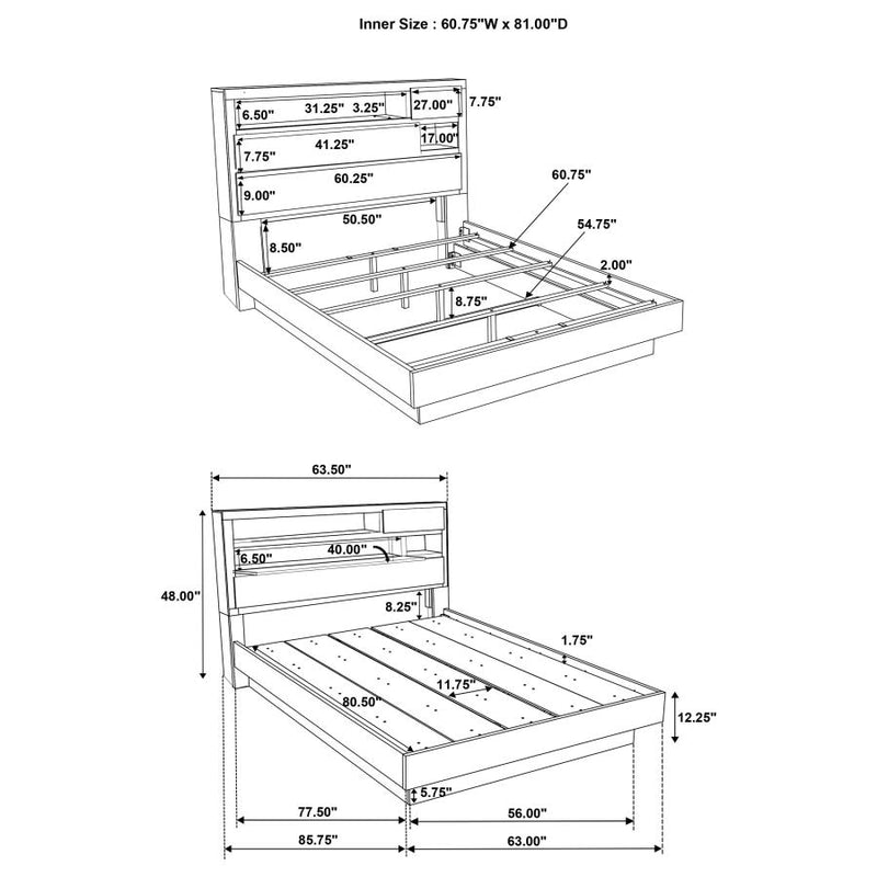 Fenwick Queen Bed Bookcase Headboard Grey Oak-zoom-