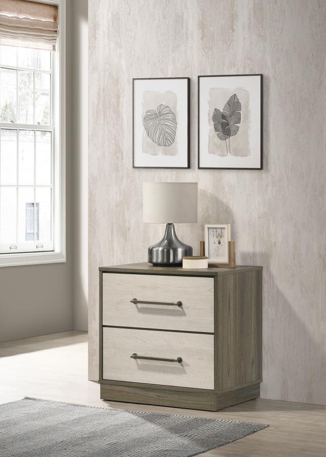 Fenwick 2-drawer Nightstand Bedside Table Grey Oak-2