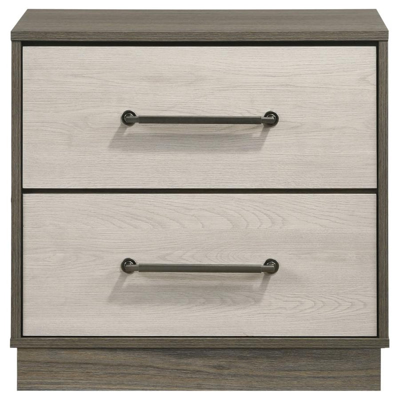 Fenwick 2-drawer Nightstand Bedside Table Grey Oak-zoom-