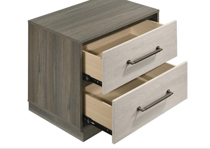 Fenwick 2-drawer Nightstand Bedside Table Grey Oak-zoom-
