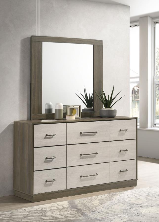 Fenwick 9-drawer Dresser with Mirror Grey Oak-zoom-