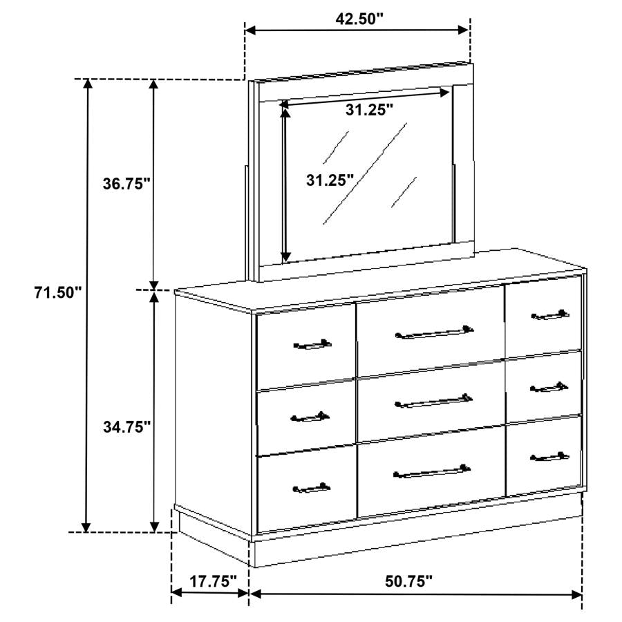 Fenwick 9-drawer Dresser with Mirror Grey Oak-zoom-17