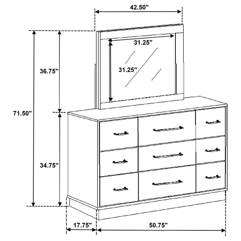 Fenwick 9-drawer Dresser with Mirror Grey Oak-zoom-