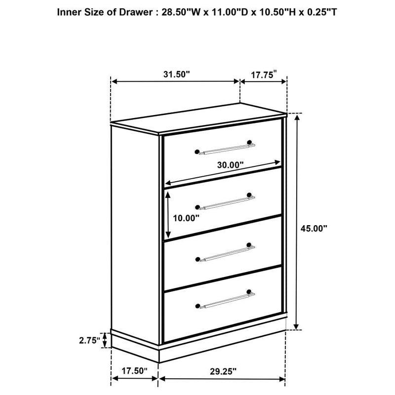 Fenwick 4-drawer Chest of Drawers Grey Oak-zoom-