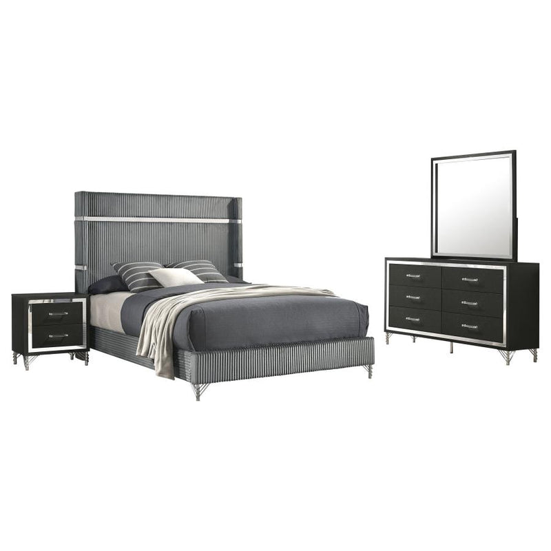 Lucia 4-piece Eastern King Bedroom Set Grey and Black-zoom-