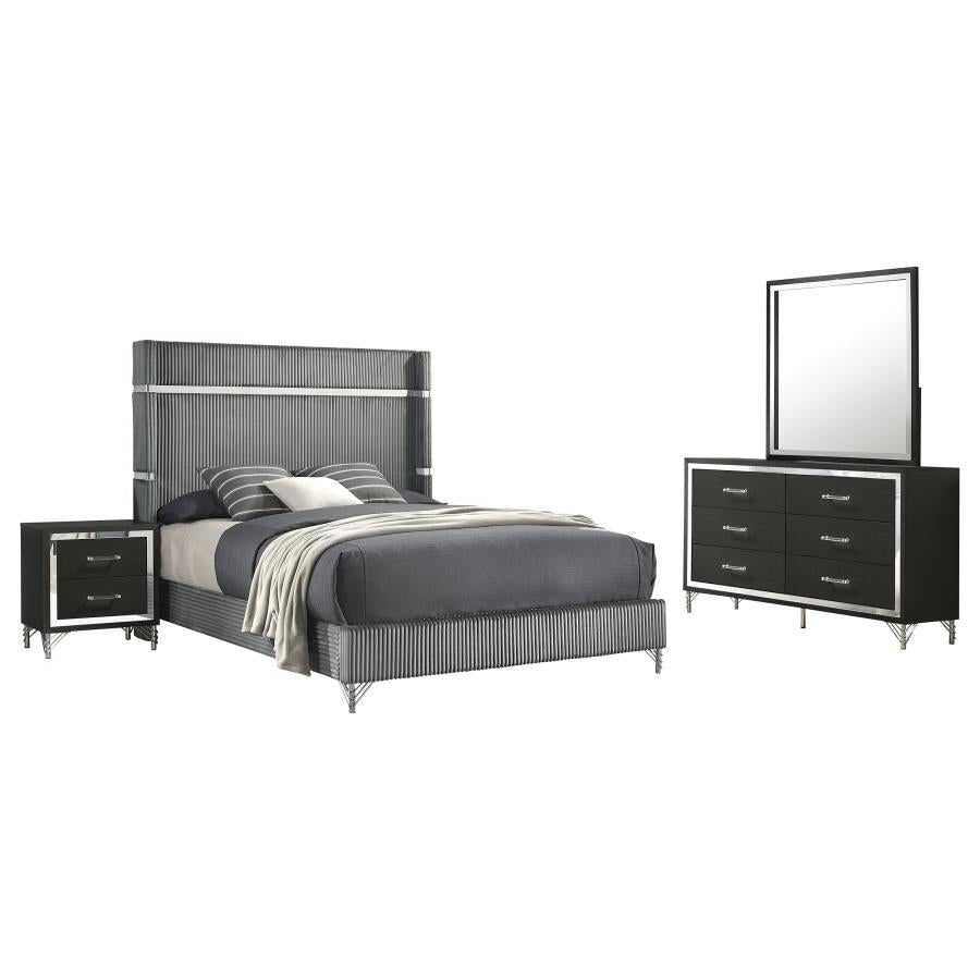 Lucia 4-piece Queen Bedroom Set Grey and Black-2