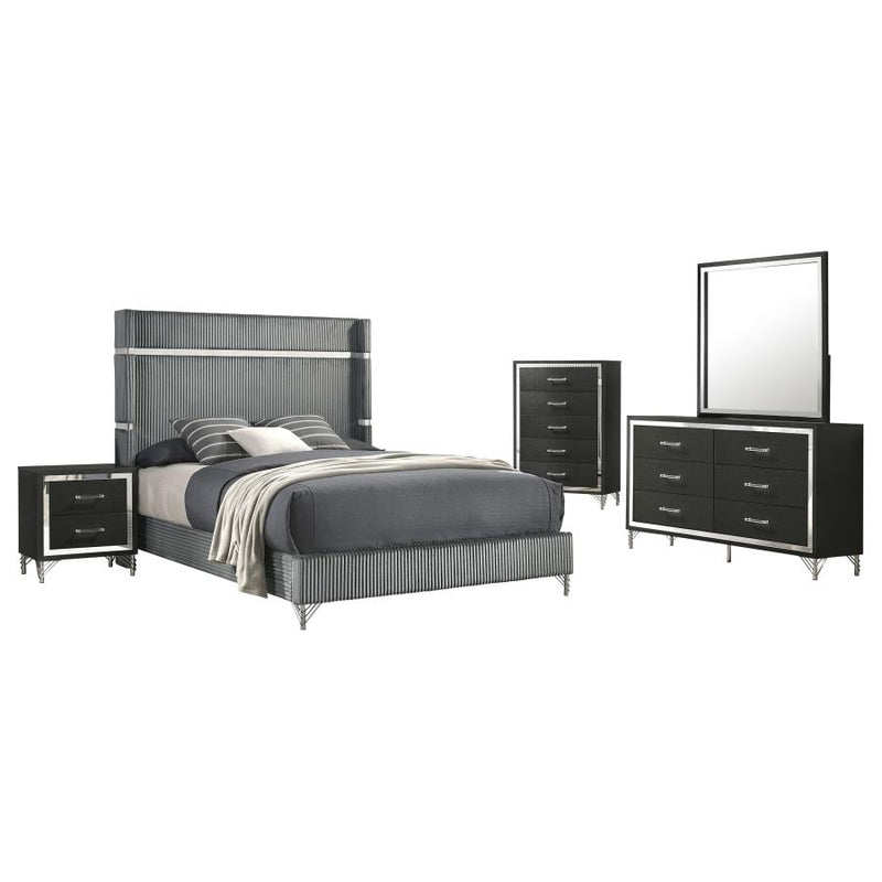 Lucia 5-piece Queen Bedroom Set Grey and Black-zoom-