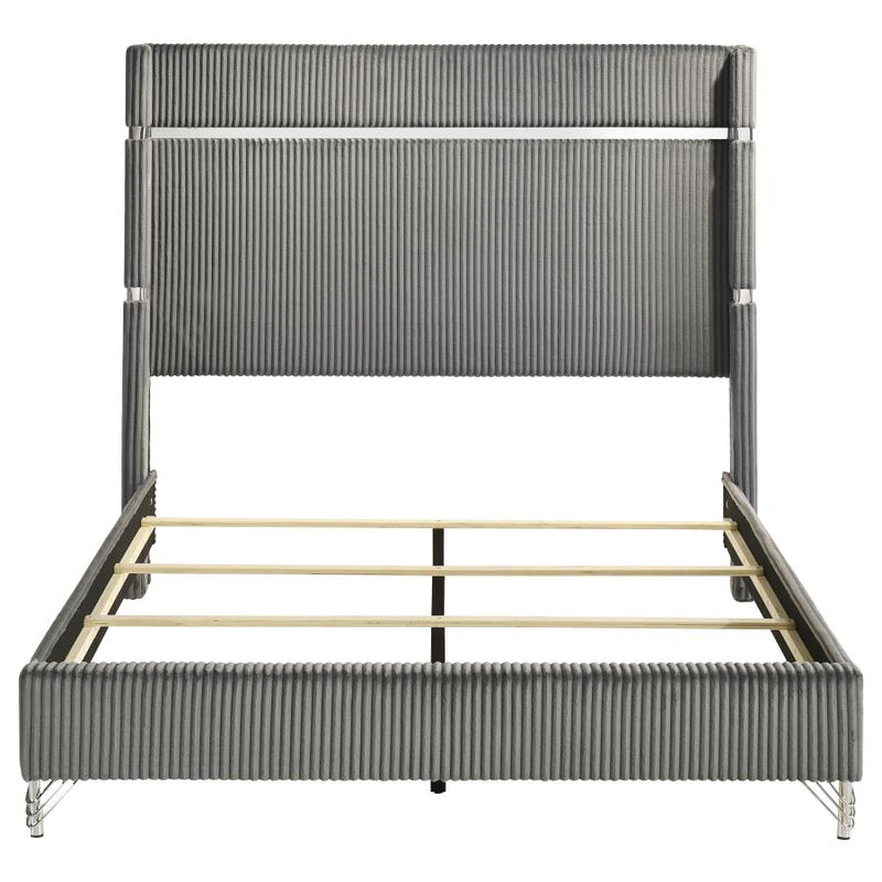 Lucia 61-inch Upholstered Queen Wingback Bed Grey-zoom-