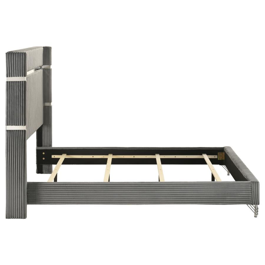Lucia 61-inch Upholstered Queen Wingback Bed Grey-zoom-6
