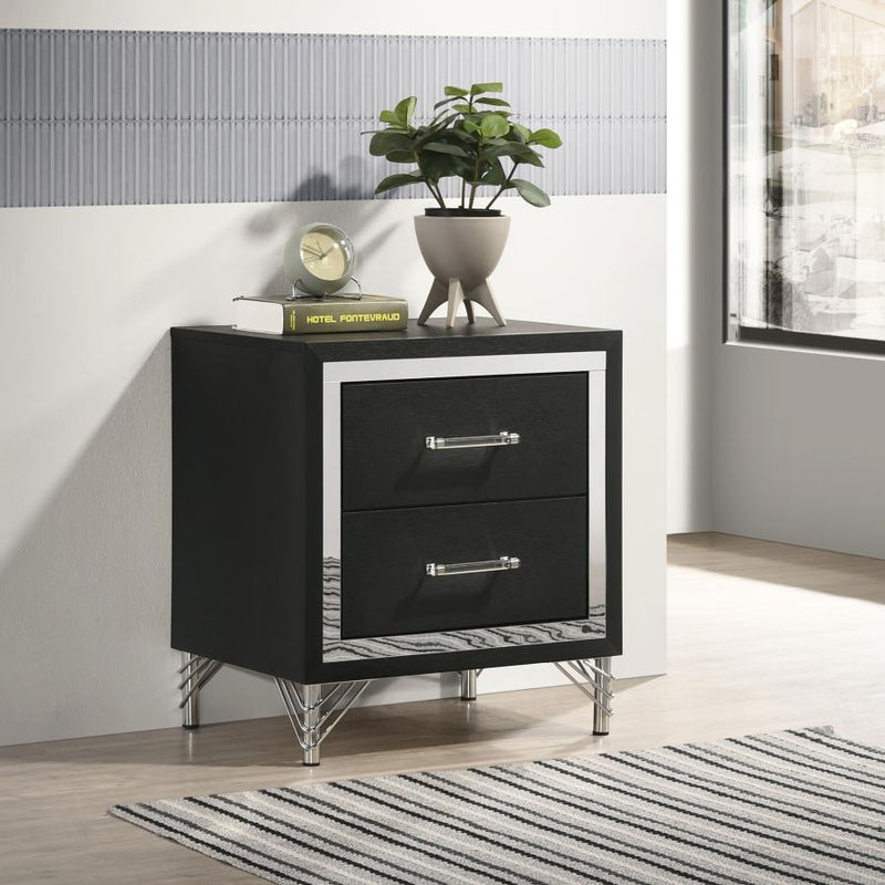 Lucia 2-drawer Nightstand Bedside Table Black-zoom-