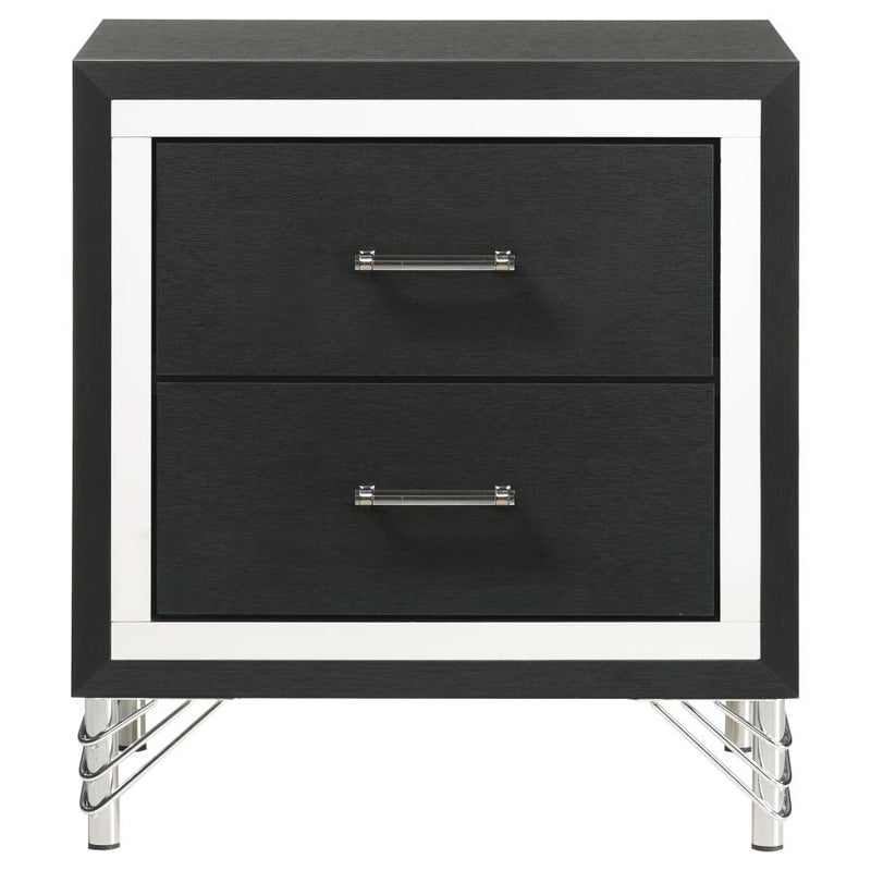 Lucia 2-drawer Nightstand Bedside Table Black-zoom-