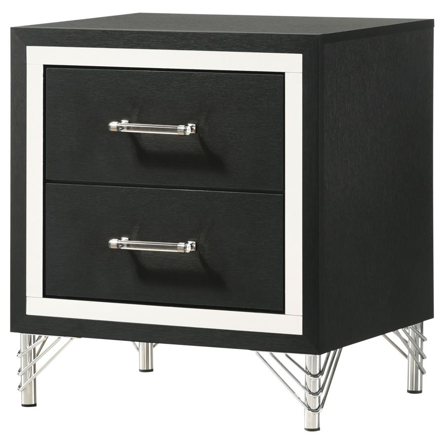 Lucia 2-drawer Nightstand Bedside Table Black-zoom-4