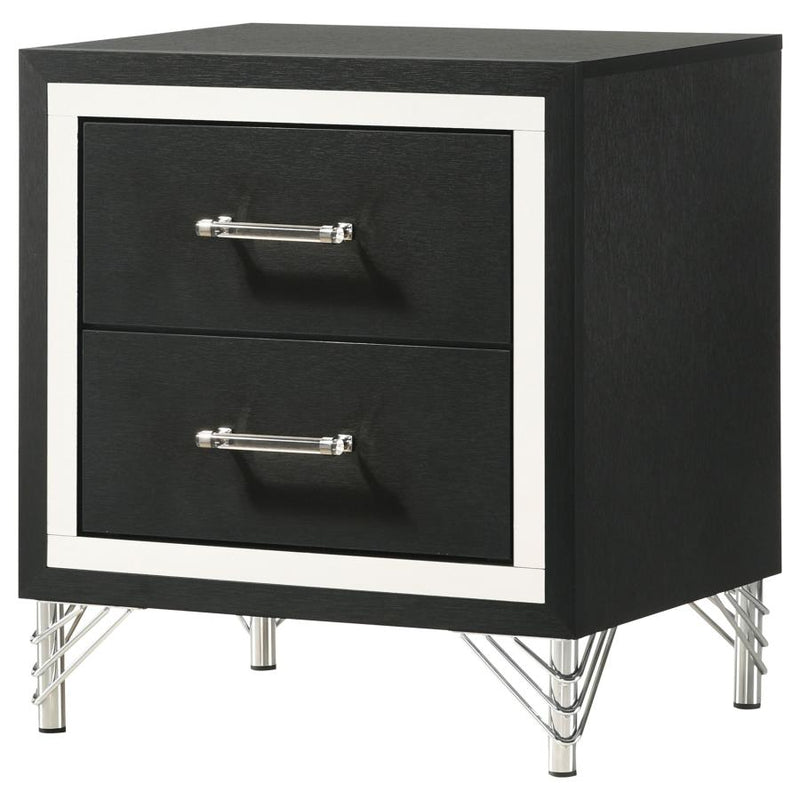 Lucia 2-drawer Nightstand Bedside Table Black-zoom-