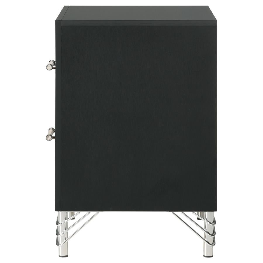 Lucia 2-drawer Nightstand Bedside Table Black-5