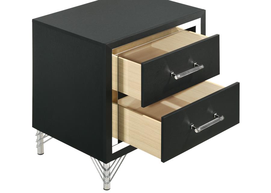 Lucia 2-drawer Nightstand Bedside Table Black-10