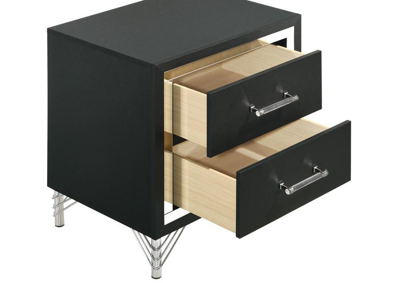 Lucia 2-drawer Nightstand Bedside Table Black-zoom-