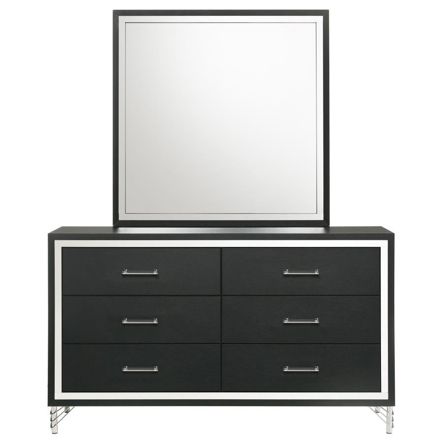 Lucia 6-drawer Dresser and Mirror Black-3