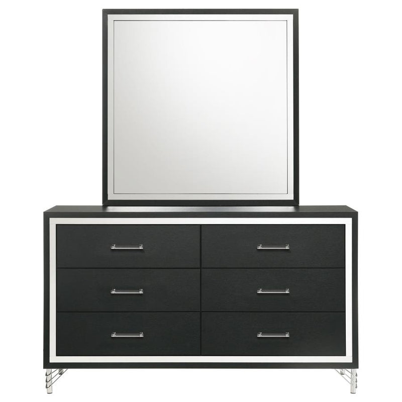 Lucia 6-drawer Dresser and Mirror Black-zoom-