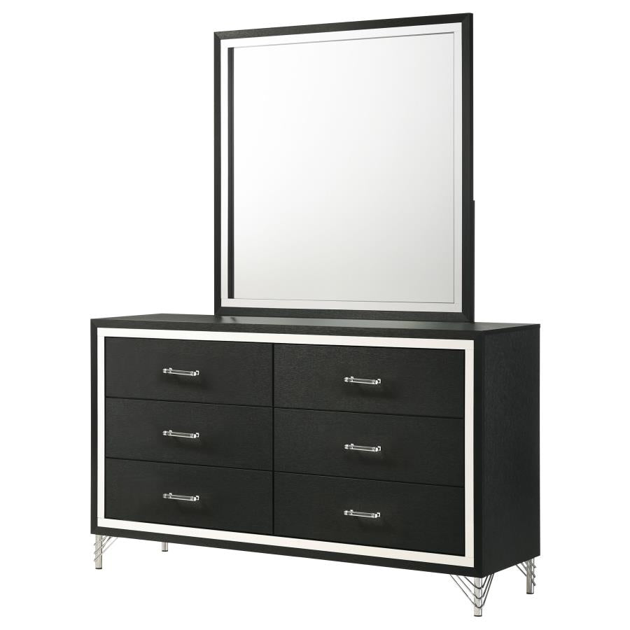 Lucia 6-drawer Dresser and Mirror Black-zoom-4