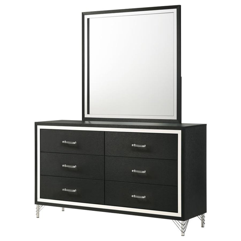 Lucia 6-drawer Dresser and Mirror Black-zoom-