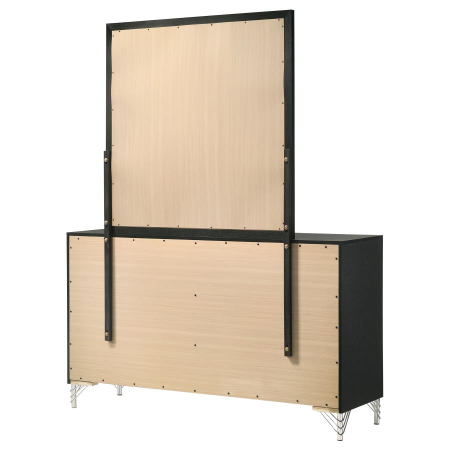 Lucia 6-drawer Dresser and Mirror Black-8