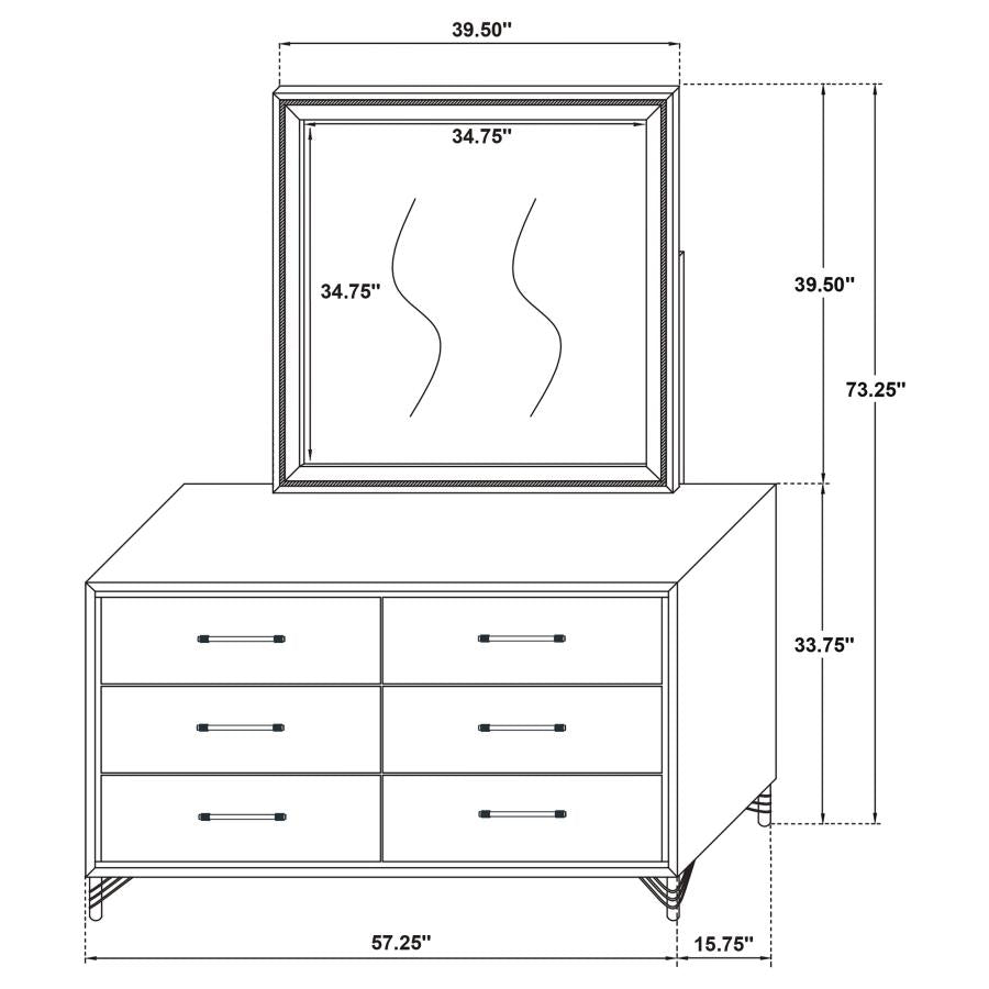Lucia 6-drawer Dresser and Mirror Black-zoom-13