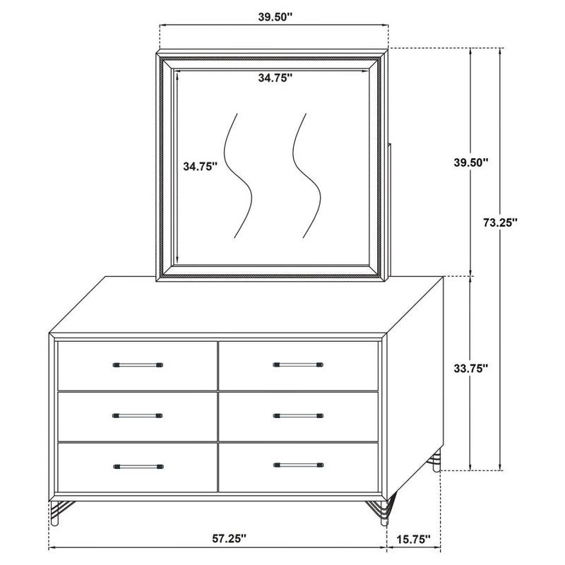 Lucia 6-drawer Dresser and Mirror Black-zoom-