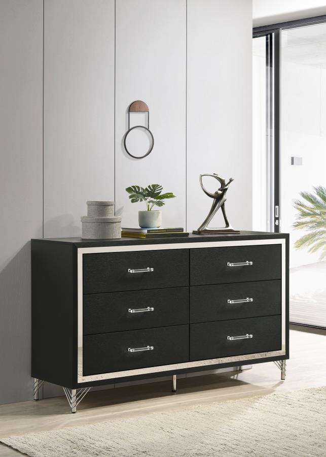 Lucia 6-drawer Dresser Cabinet Black-zoom-