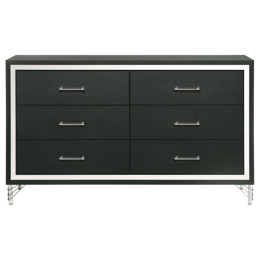 Lucia 6-drawer Dresser Cabinet Black-3