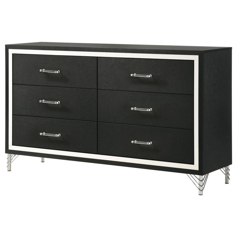 Lucia 6-drawer Dresser Cabinet Black-4