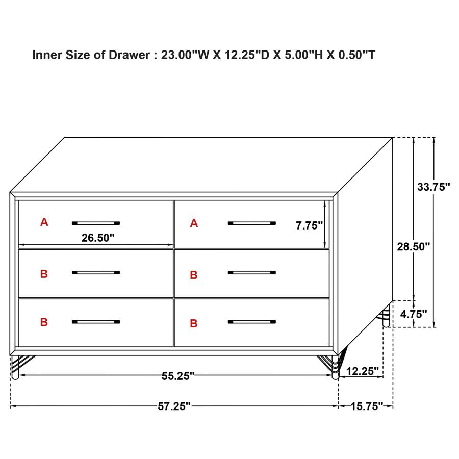 Lucia 6-drawer Dresser Cabinet Black-zoom-13