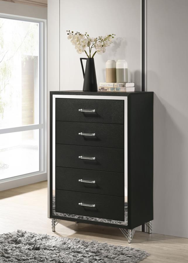 Lucia 5-drawer Bedroom Chest of Drawers Black-zoom-2