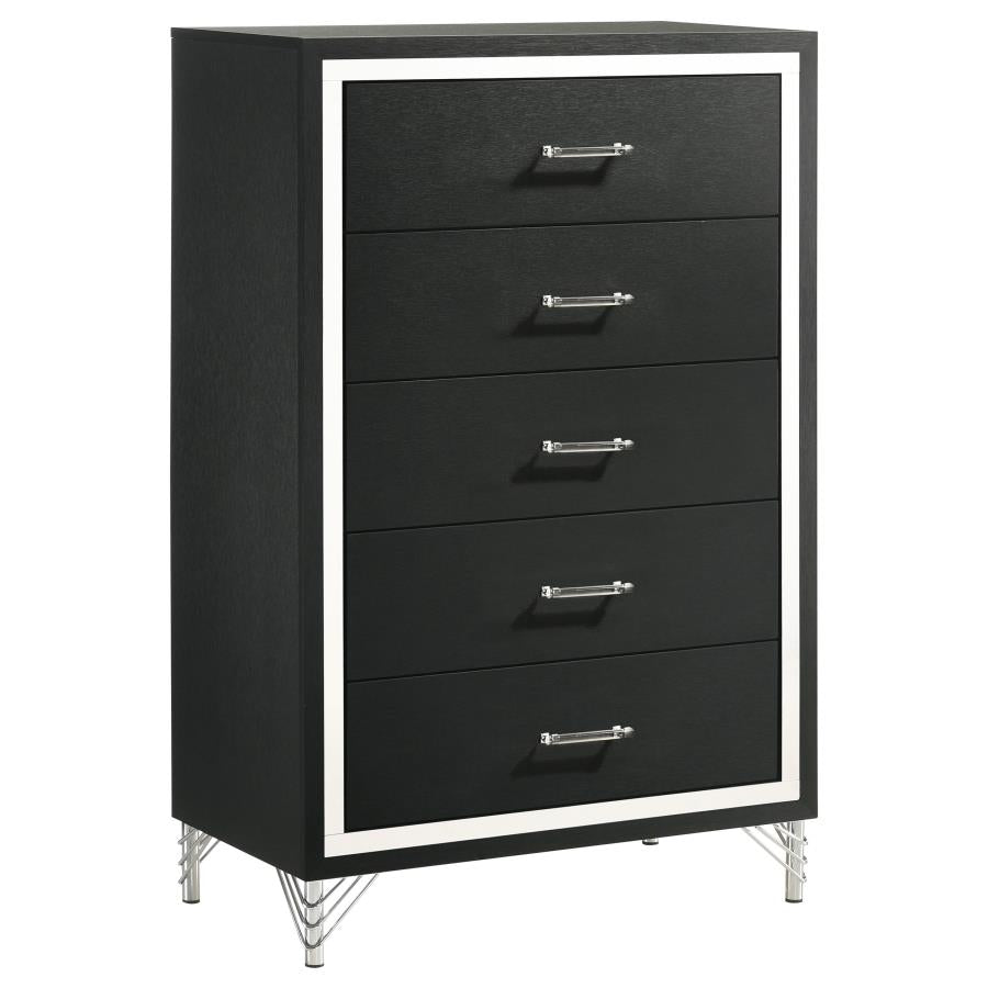 Lucia 5-drawer Bedroom Chest of Drawers Black-zoom-1