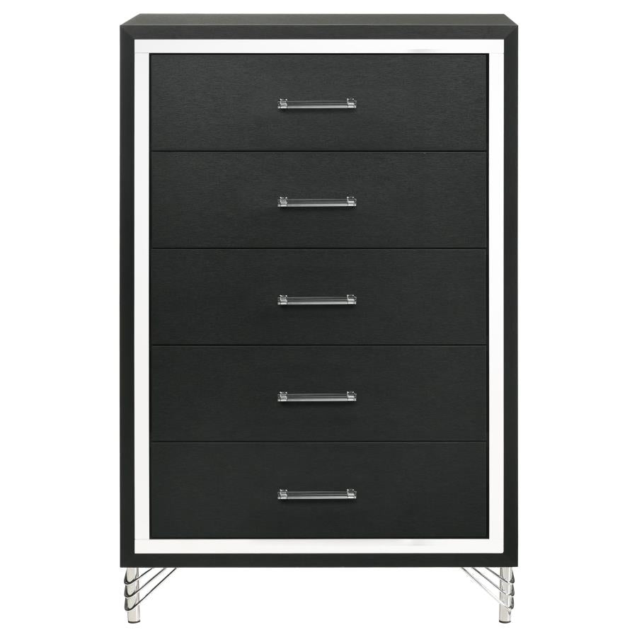 Lucia 5-drawer Bedroom Chest of Drawers Black-zoom-3