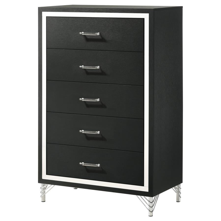 Lucia 5-drawer Bedroom Chest of Drawers Black-zoom-4