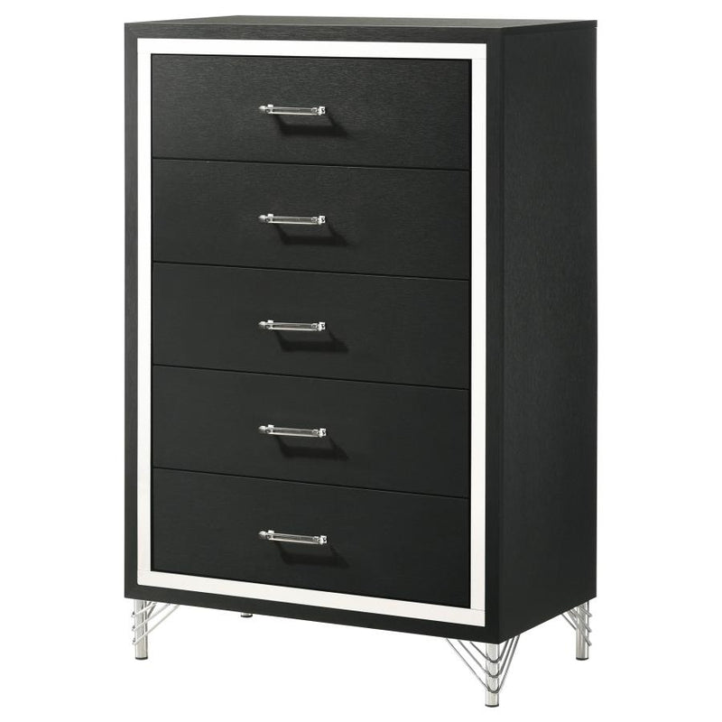 Lucia 5-drawer Bedroom Chest of Drawers Black-zoom-