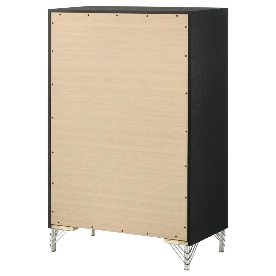 Lucia 5-drawer Bedroom Chest of Drawers Black-8