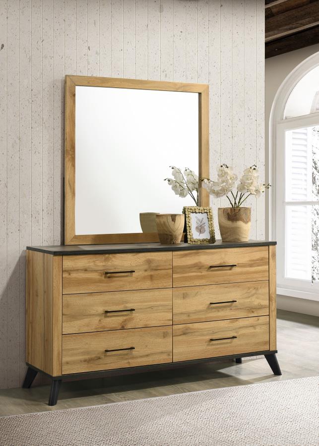 Kaywood 6-drawer Dresser and Mirror Natural Pine-zoom-2