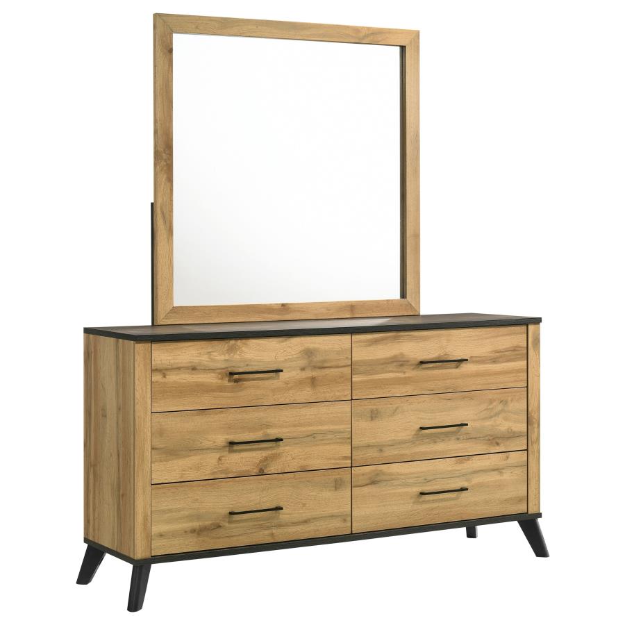 Kaywood 6-drawer Dresser and Mirror Natural Pine-zoom-1