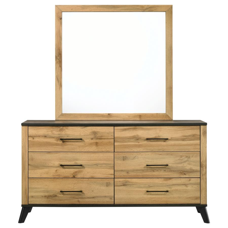 Kaywood 6-drawer Dresser and Mirror Natural Pine-zoom-3
