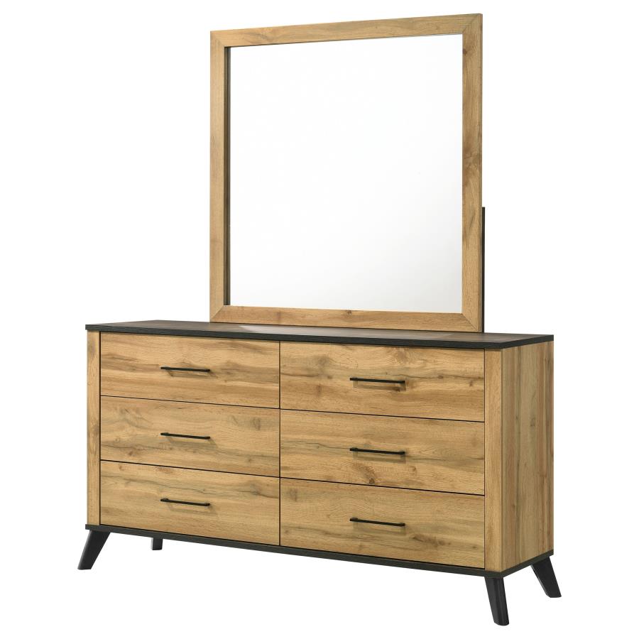 Kaywood 6-drawer Dresser and Mirror Natural Pine-zoom-4